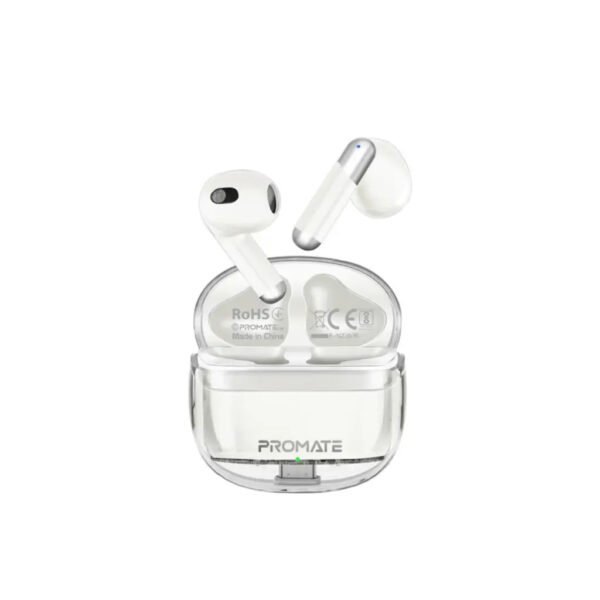Promate Transparent TWS Earbuds White